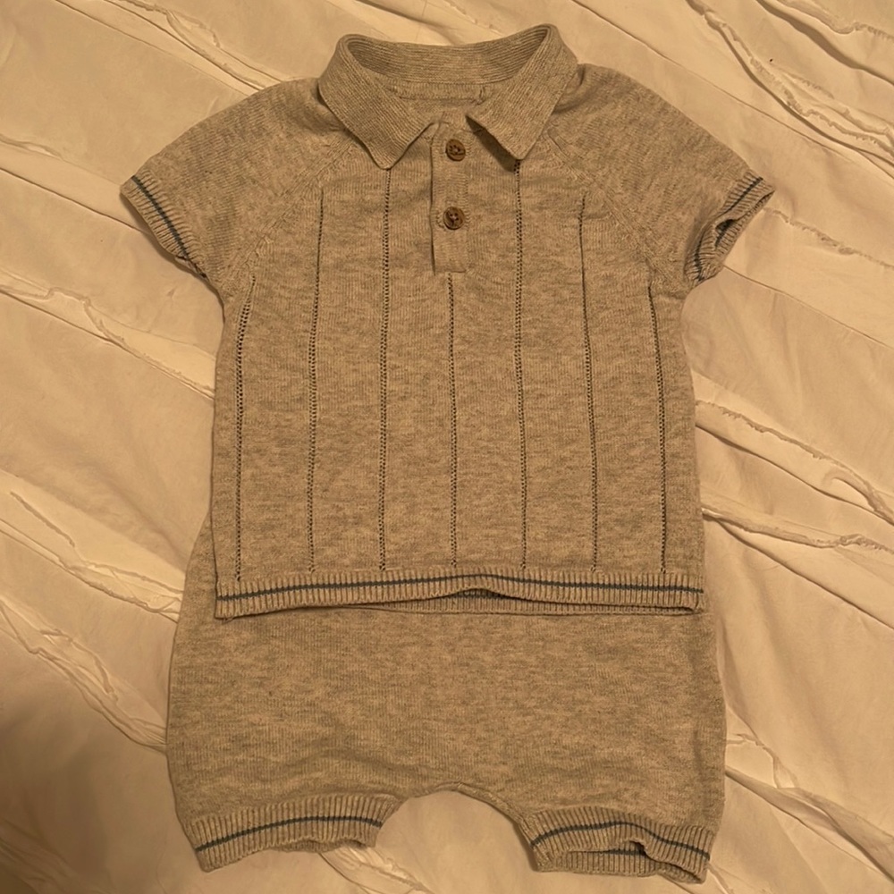 Baby boy fine knit outfit